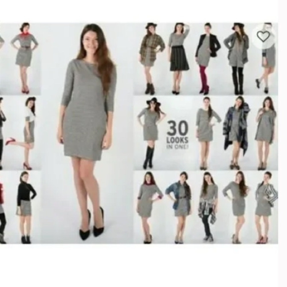 Betabrand 30 Day Dress Pockets Cinched Sides M - Beta Brand Knit Dress Gray Grey